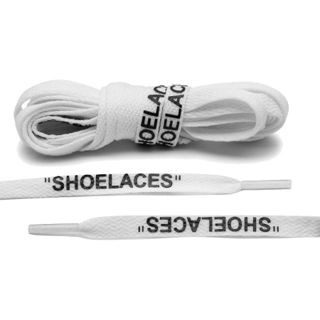 LACE LAB OFF-WHITE Laces 8mm White - Białe sznurówki z czarnym napisem SHOELACES