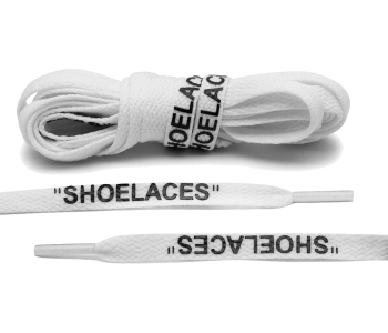 LACE LAB OFF-WHITE Laces 8mm White - Białe sznurówki z czarnym napisem SHOELACES