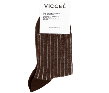VICCEL / CELCHUK Socks Shadow Stripe Dark Brown / Ecru - Brązowe skarpety z jasnymi wydzieleniami