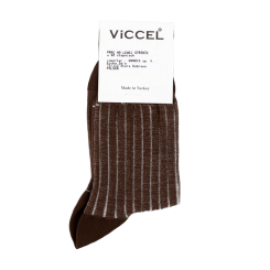 VICCEL / CELCHUK Socks Shadow Stripe Dark Brown / Ecru - Brązowe skarpety z jasnymi wydzieleniami