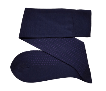 VICCEL / CELCHUK Knee Socks Square Dots Navy Blue / Purple - Granatowe podkolanówki w purpurowe kwadratowe kropki