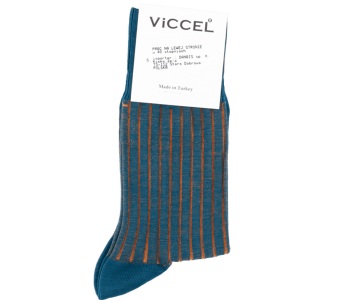 VICCEL / CELCHUK Socks Shadow Stripe Petrolium Green / Mustard - Morskie skarpety z musztardowymi wydzieleniami