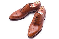 Brogues old england cuero. Jasno Brązowe skórzane luksusowe obuwie eleganckie z ażurkami i dekoracyjnymi zdobieniami biznesowe, biurowe, ślubne, okolicznościowe, gyw, męskie.