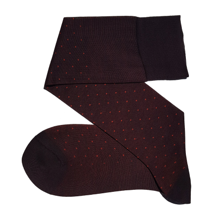 ciemno brązowe ekskluzywne skarpety bawełniane męskie viccel socks pin dots dark brown orange