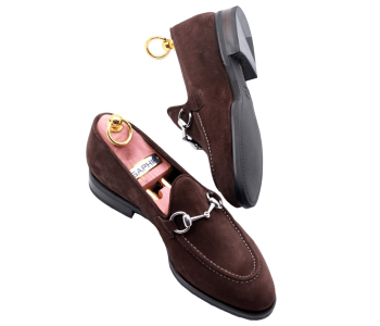 TLB MALLORCA ARTISTA Unlined Loafers 283 F Suede Brown - brązowe zamszowe loafersy męskie