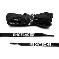 LACE LAB OFF-WHITE Laces 8mm Black - Czarne sznurówki z białym napisem SHOELACES