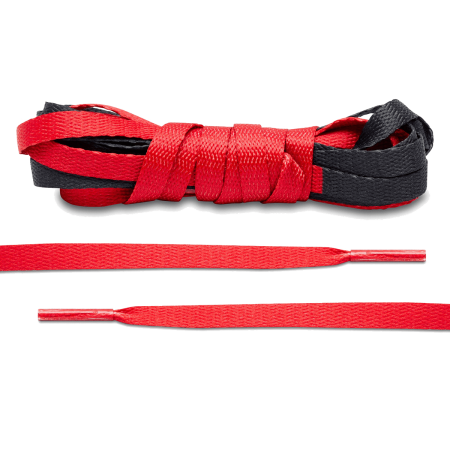 LACE LAB JORDAN 1 Laces 8mm Red / Black - Dwukolorowe płaskie sznurowadła do butów