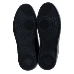 Klasyczne czarne skórzane sneakersy męskie, TLB MALLORCA SNEAKERS S3 Beta Funchal Negro - Czarne skórzane Sneakersy na czarnej podeszwie gumowej