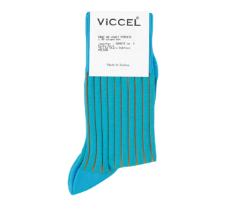 VICCEL / CELCHUK Socks Shadow Stripe Turquois / Mustard - Turkusowe skarpety z musztardowymi wydzieleniami