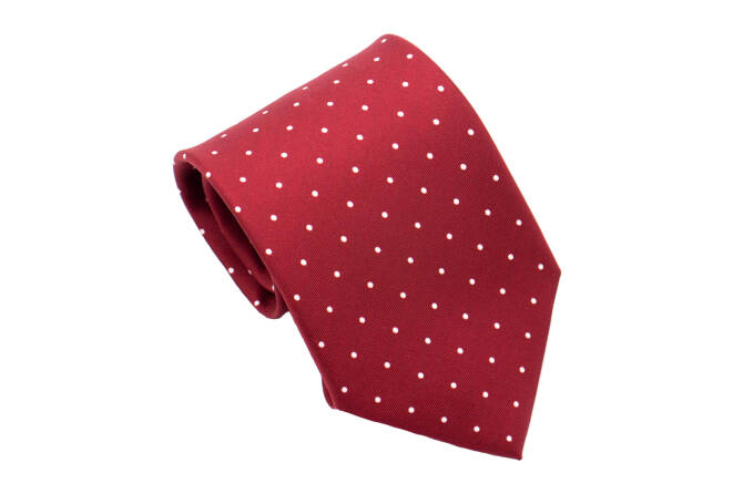 PATINE Tie Printed Silk POLKA-DOT Rouge HAND MADE - Czerwony jedwabny krawat w kropki