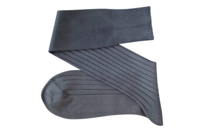 VICCEL / CELCHUK Knee Socks Solid Gray Cotton - Szare luksusowe podkolanówki