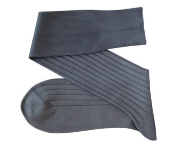 VICCEL / CELCHUK Knee Socks Solid Gray Cotton - Szare luksusowe podkolanówki