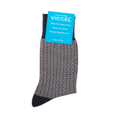 VICCEL / CELCHUK Socks Vertical Striped Black / Light Gray Dots - Czarne skarpety z szarymi akcentami