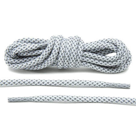LACE LAB 3M Reflective Inverse Laces 5mm White - Okrągłe białe sznurówki do butów
