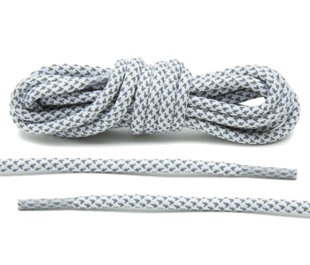 LACE LAB 3M Reflective Inverse Laces 5mm White - Okrągłe białe sznurówki do butów