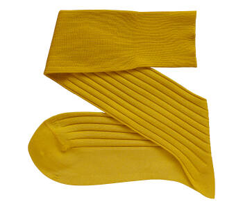VICCEL Knee Socks Solid Canary Yellow Cotton