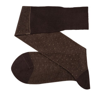 VICCEL / CELCHUK Knee Socks Pin Dots Brown / Beige - Brązowe podkolanówki w beżowe kropki