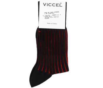 VICCEL / CELCHUK Socks Shadow Stripe Black / Red - Czarne skarpety z czerwonymi wydzieleniami