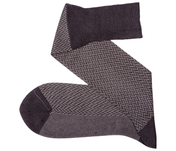 VICCEL / CELCHUK Knee Socks Herringbone Charcaol / Gray - Antracytowe podkolanówki z szarą teksturą