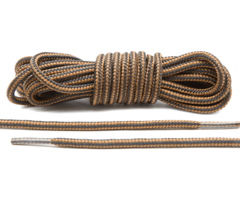 LACE LAB Black / Tan Boot Laces 4mm - Okrągłe sznurowadła do traperów