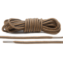 LACE LAB Black / Tan Boot Laces 4mm - Okrągłe sznurowadła do traperów