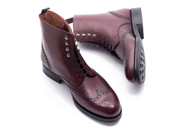 YANKO Boots Brogue 653Y G Burgundy - bordowe trzewiki męskie