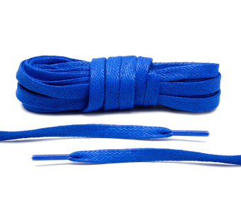 LACE LAB Waxed Shoe Laces 7mm Royal Blue - Niebieskie płaskie sznurówki do butów