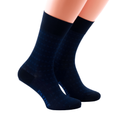 PATINE Socks Quarter Navy Blue / Royal Blue - Granatowo niebieskie luksusowe skarpety męskie