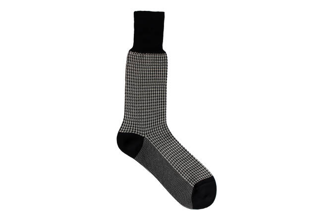 VICCEL / CELCHUK Socks Houndstooth Black / White - Czarne skarpety męskie z białymi wzorami