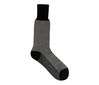 VICCEL / CELCHUK Socks Houndstooth Black / White - Czarne skarpety męskie z białymi wzorami