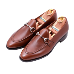 Eleganckie brązowe loafersy mokasyny męskie TLB 284 na skórzanej podeszwie wykonane metodą goodyear welted