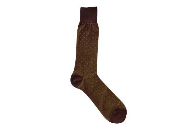 VICCEL / CELCHUK Socks Pindot Brown / Yellow - Brązowe skarpety w żółte kropki