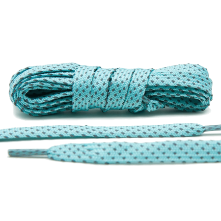 LACE LAB Reflective FLAT 2.0 Laces 9mm Mint - Płaskie błękitne sznurówki do butów