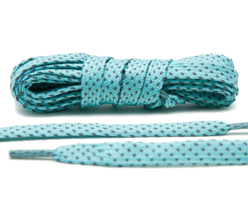LACE LAB Reflective FLAT 2.0 Laces 9mm Mint - Płaskie błękitne sznurówki do butów