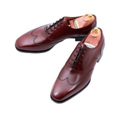 Bordowe Buty z ażurkami i dekoracyjnymi zdobieniami skórzane eleganckie, stylowe, casualowe, formalne, okolicznościowe, biurowe,, szykowne, wyszukane, wykwintne.