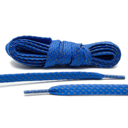 LACE LAB Reflective FLAT 2.0 Laces 9mm Blue - Płaskie niebieskie sznurówki do butów