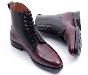 PATINE Boots 77008 G Burgundy Black - bordowo czarne trzewiki męskie