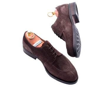 YANKO Split Toe Derby 539Y G Suede Brown - brązowe zamszowe angielki męskie