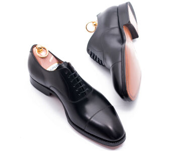 YANKO Oxford Cap Toe 433 F Black - czarne wiedenki męskie