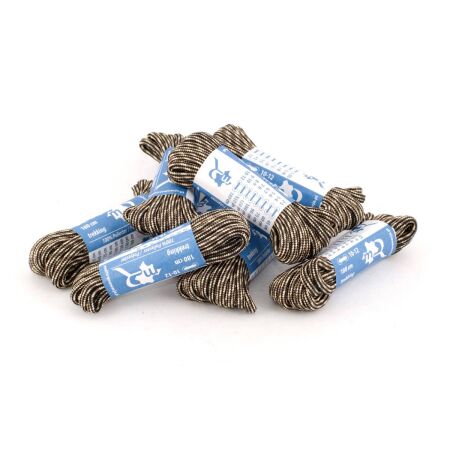 MR Laces Trekking Strong 4mm Brown Stripe -  okrągłe brązowo beżowe wzmacniane sznurowadła trekkingowe z rdzeniem