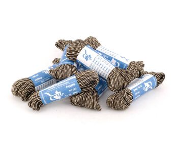 MR Laces Trekking Strong 4mm Brown Stripe -  okrągłe brązowo beżowe wzmacniane sznurowadła trekkingowe z rdzeniem