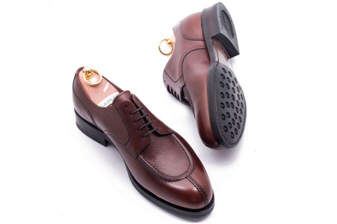 YANKO Split Toe Derby 539Y F Scotch Grain Leather Brown - brązowe angielki męskie,  buty wizytowe, otwarta przyszwa, otwarta obłożyna