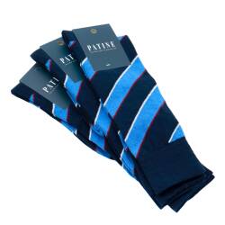 granatowe w niebieskie paski skarpety męskie bawełniane idealne do butów eleganckich 