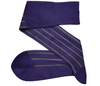 VICCEL / CELCHUK Knee Socks Shadow Stripe Purple / Gray - Cienkie podkolanówki męskie