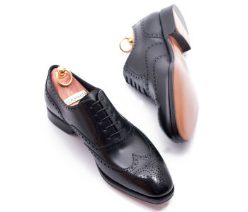 TLB MALLORCA Full Brogues Wing Tip MORRISON 527 F Black - czarne brogsy męskie