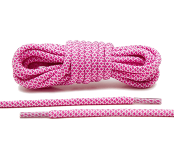 LACE LAB Rope Laces 5mm Pink / White - Różowo białe okrągłe sznurowadła do butów