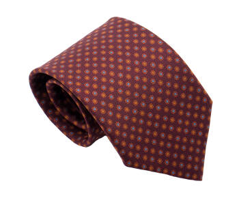 PATINE Tie Printed Silk Floral 2 Marron HAND MADE - Krawat z drukowanego jedwabiu