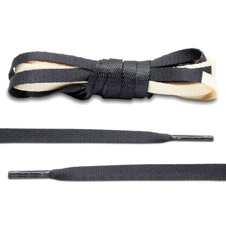 LACE LAB JORDAN 1 Laces 8mm Black / Cream - Dwukolorowe płaskie sznurowadła do butów