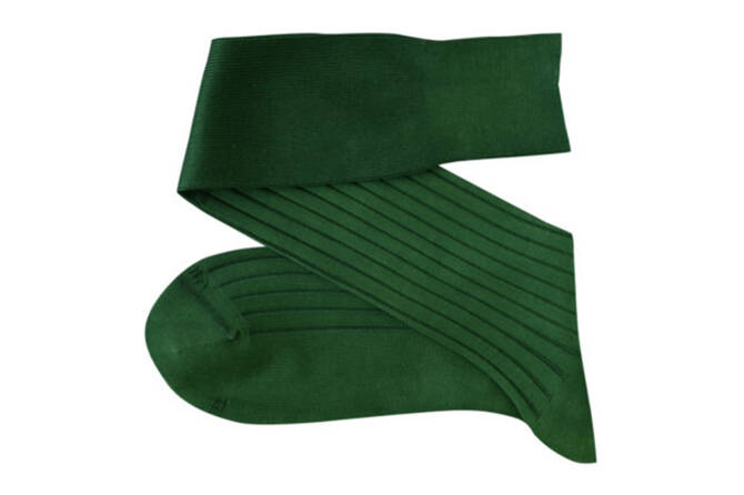 VICCEL / CELCHUK Knee Socks Solid Forest Green Cotton - Ciemno zielone luksusowe podkolanówki