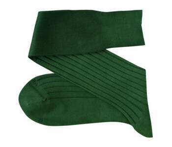 VICCEL / CELCHUK Knee Socks Solid Forest Green Cotton - Ciemno zielone luksusowe podkolanówki